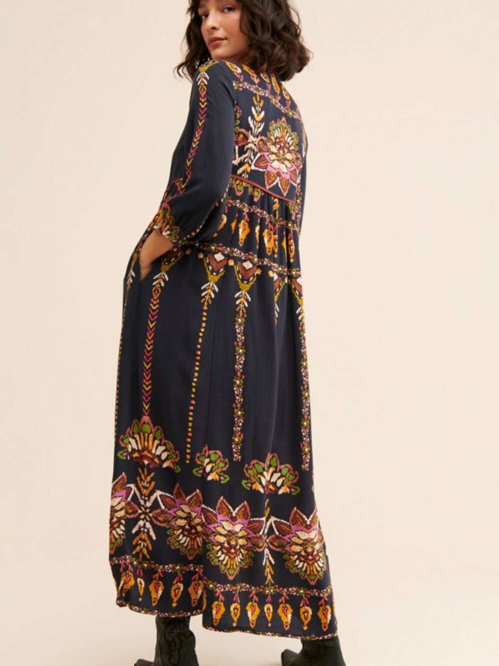 Free People Moody Combo Foley Long Sleeve Maxi Dress Size XS 36812 - Picture 5 of 16